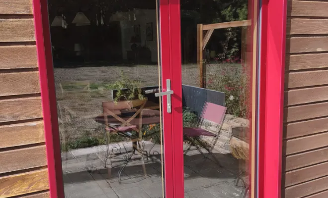 Porte-fenêtre mixte aluminium extérieur bois intérieur
